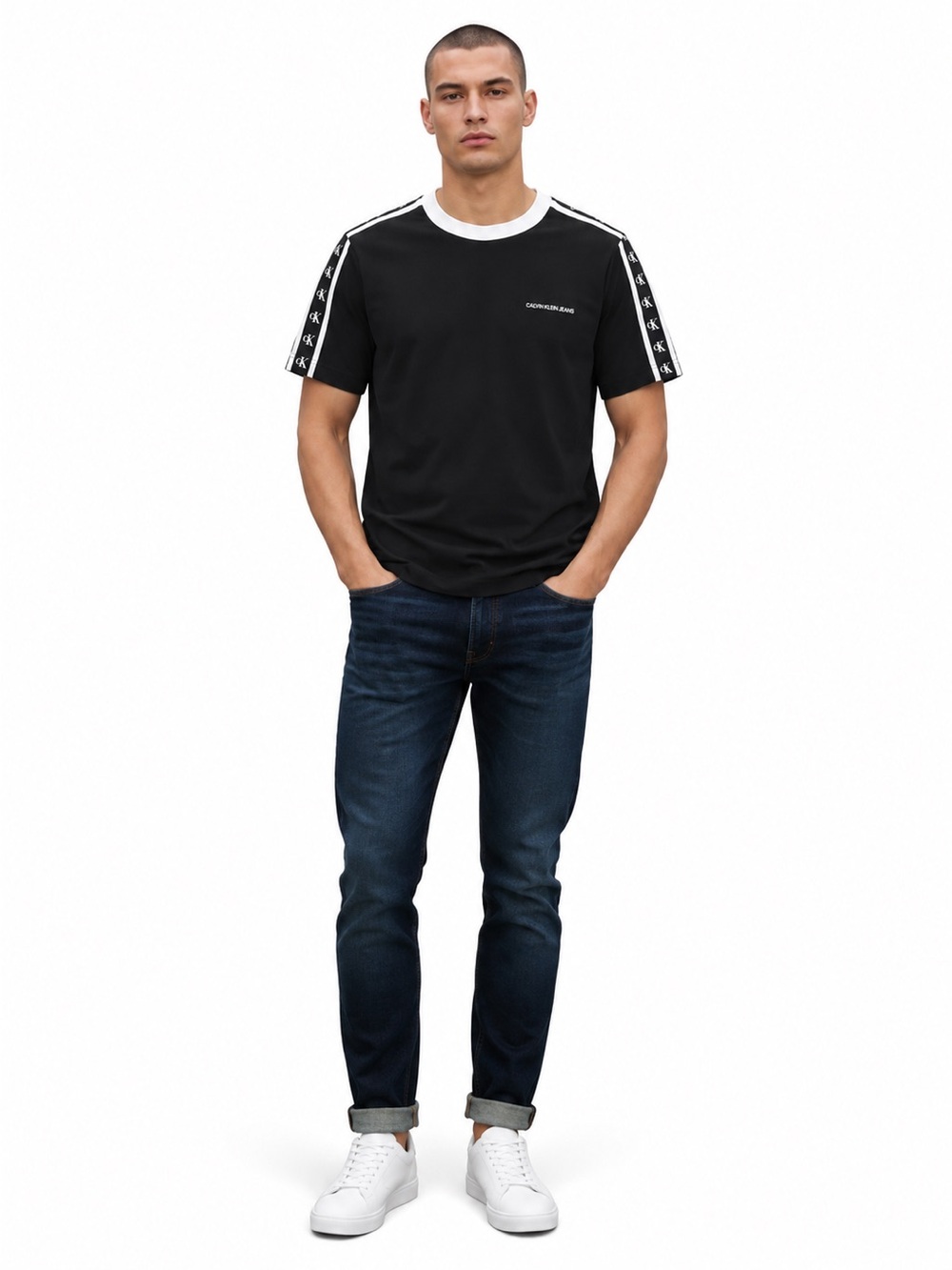 Calvin Klein Jeans Black Tee with White Contrast Trim